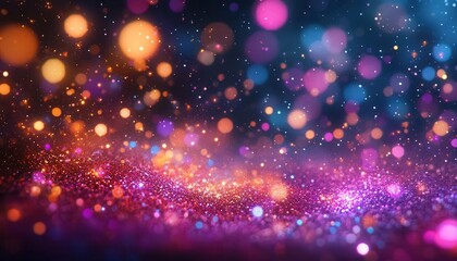 Glitter explosion with glowing AR light and sparkle effects, vibrant party atmosphere, dynamic lighting, photorealistic