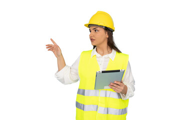 Innovative young woman in engineering overseeing building progress