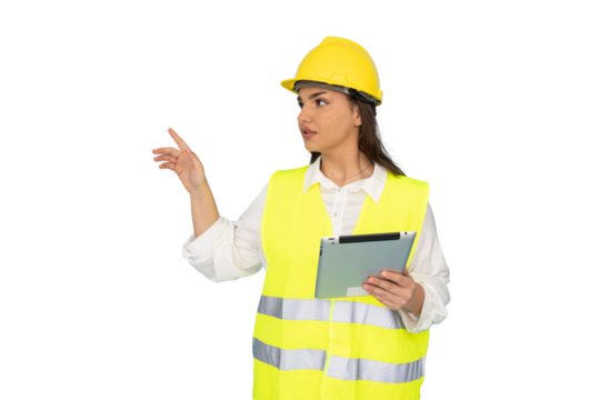 Innovative young woman in engineering overseeing building progress