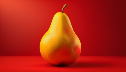 pear with red background