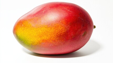 Whole ripe red mango on white background