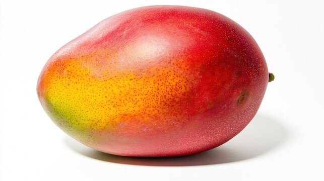Whole ripe red mango on white background