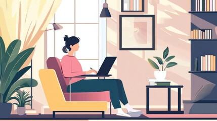 Student working online at home preparing for exams