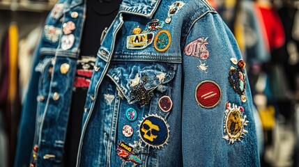 Denim Jacket with Colorful Patches