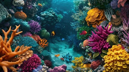 Fototapeta premium Vibrant Coral Reef Underwater Landscape