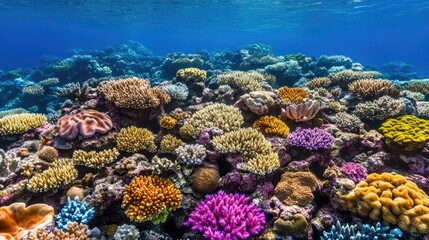 Obraz premium Vibrant Coral Reef Under Clear Blue Water