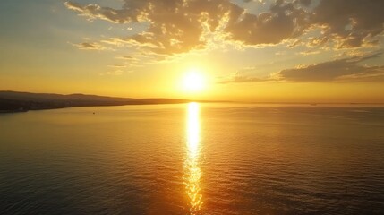 Serene Sunset Over Calm Ocean Waters