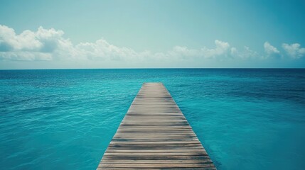 Fototapeta premium Tranquil Dock Overlooking a Calm Blue Ocean