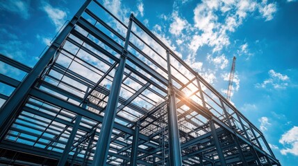 Fototapeta premium A large building under construction with a crane in the background