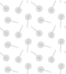 Vector seamless pattern of hand drawn sketch doodle outline lollipop isolated on white background