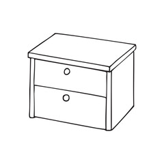 Vector hand drawn sketch doodle outline nightstand isolated on white background