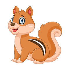 Cartoon happy chipmunk isolated on white background