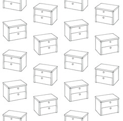 Vector seamless pattern of hand drawn sketch doodle outline nightstand isolated on white background