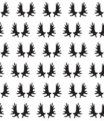 Vector seamless pattern of hand drawn moose horns silhouette isolated on white background