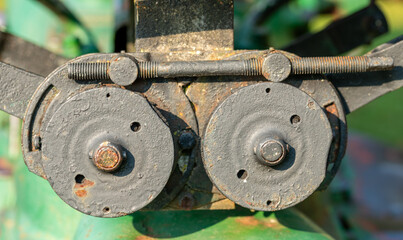 old rusty wheels on tractor