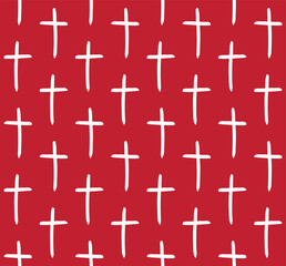 Obraz premium Vector seamless pattern of hand drawn sketch doodle cross isolated on red background
