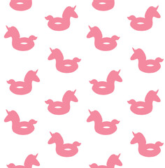 Vector seamless pattern of hand drawn floating unicorn silhouette isolated on white background