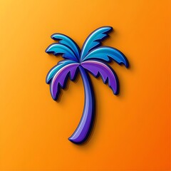 Vibrant Tropical Resort Logo with Palm Tree Icon on Warm Toned Backdrop