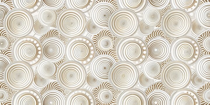A mesmerizing pattern of spiraling circles, each with a distinct design and intricate details, creates a captivating visual experience.