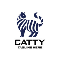 Logo Catty Cat Abstract Simple Luxury.