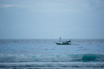 Beautiful sunset with blue sea in the afternoon. Looks dramatic, calming and peaceful