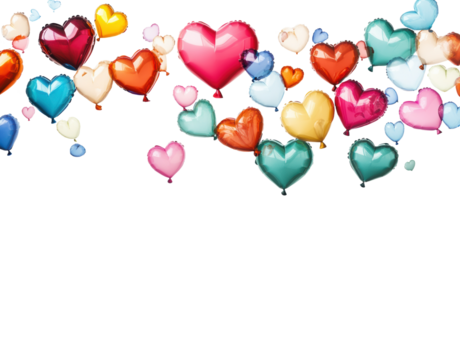 Heart-Shaped Balloons on Transparent Background