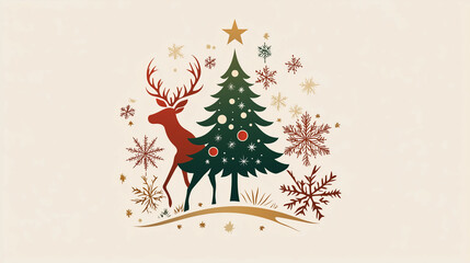 Fototapeta premium Illustration de logos de Noël pour les fêtes de fin d'année
