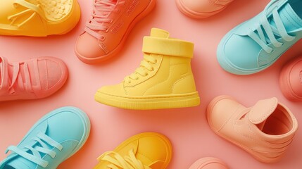 Colorful Sneakers on Soft Background for Creative Projects