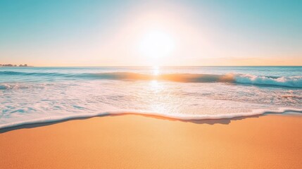 Obraz premium Tranquil Beach Sunrise Over Gentle Waves