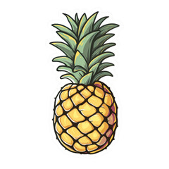 A pineapple is drawn in a cartoon style. Generative AI