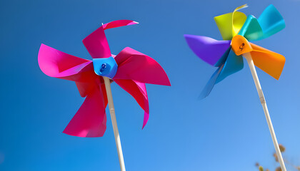 colorful pinwheel isolated on white, generative ai