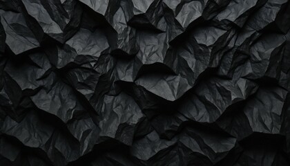 Rough black paper texture with a rugged finish, displaying deep creases and folds for a bold, dramatic background