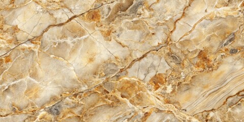 A close-up view of a natural stone surface with intricate patterns of veins and swirls in shades of beige, brown, and white.