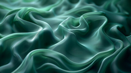 Obraz premium Abstract Green Fabric Wave Illustration