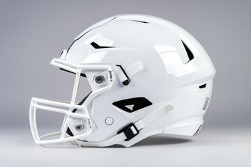 American football helmet with selective focus and copy space for text