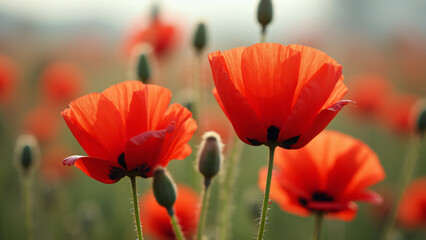 Obraz premium red poppies in the field