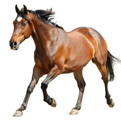 Obraz premium Photograph of a Powerful Galloping Stallion, Isolated on Transparent Background in Full Speed and Majestic Motion, Ready in PNG Format 