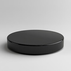 a low round very thin black podium without steps ,generative ai