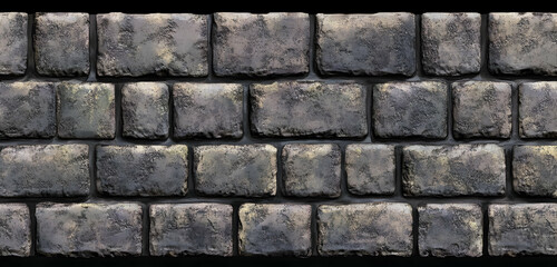 Obraz premium A textured stone wall made of irregularly shaped bricks in muted colors.