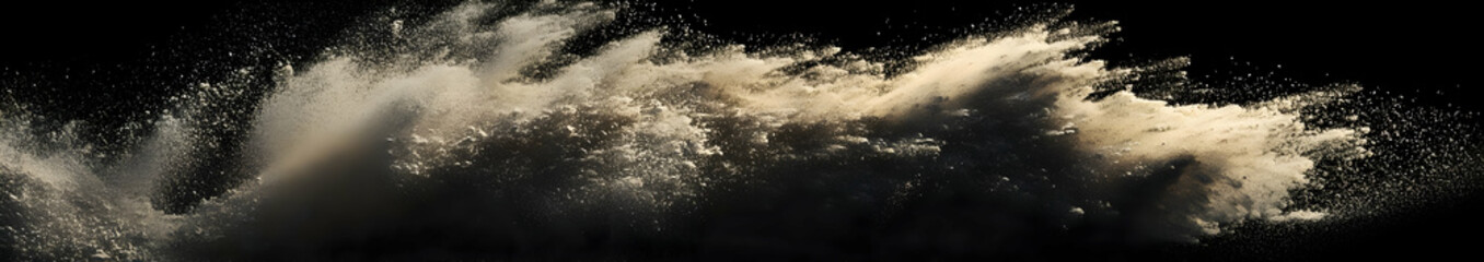 Abstract representation of swirling dust or smoke against a dark background.