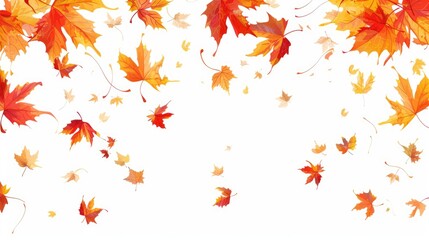 Autumn-themed banner featuring falling maple leaves on white background.