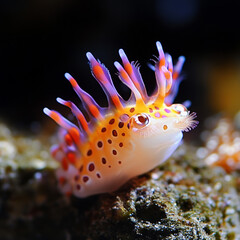 set of sea shells on black background