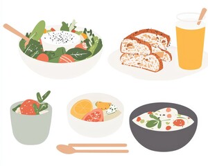 Fresh and Colorful Food Illustration for Healthy Eating