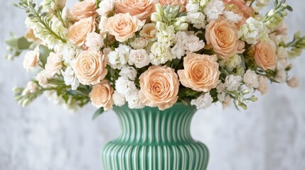 Elegant Floral Arrangement in Green Vase