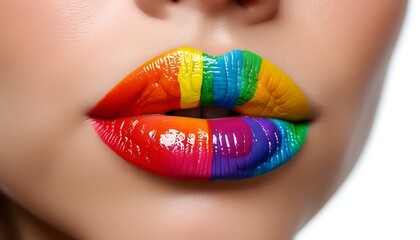 vivid lips with rainbow gloss on white for bright, eye catching visuals