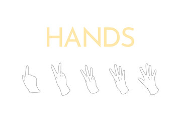 手　カウント　数字　右手　ハンドサイン　手の甲　ベクター
