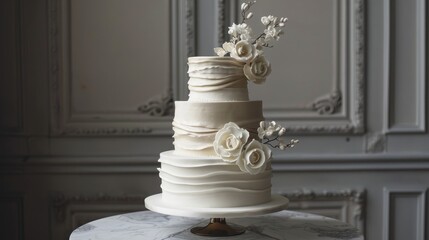 Modern three-tier wedding cake