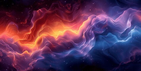 Psychedelic Neon Waves Abstract Background Retro 80s Style Vibrant Colors Fluid Digital Art