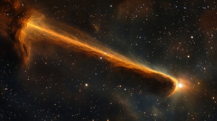 comet's tail burning on a star-filled night, creating a spectacular trail of light generative ai