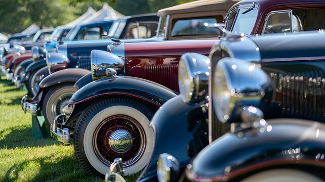 Fototapeta Vintage Cars Displayed at Classic Car Show